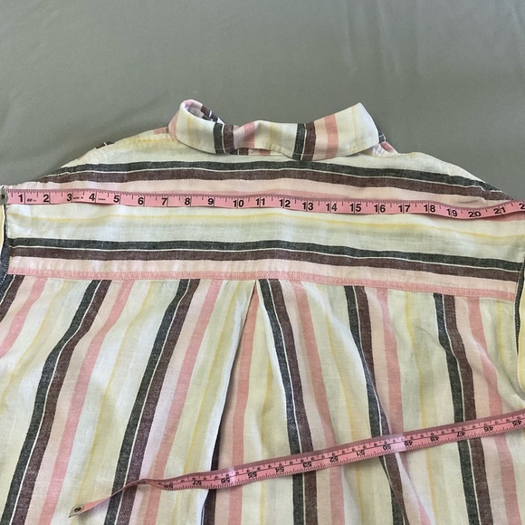 Sanctuary Short Sleeve Top Tie Front Pink Maroon & Grey Stripes Women’s Size M - Picture 9 of 9